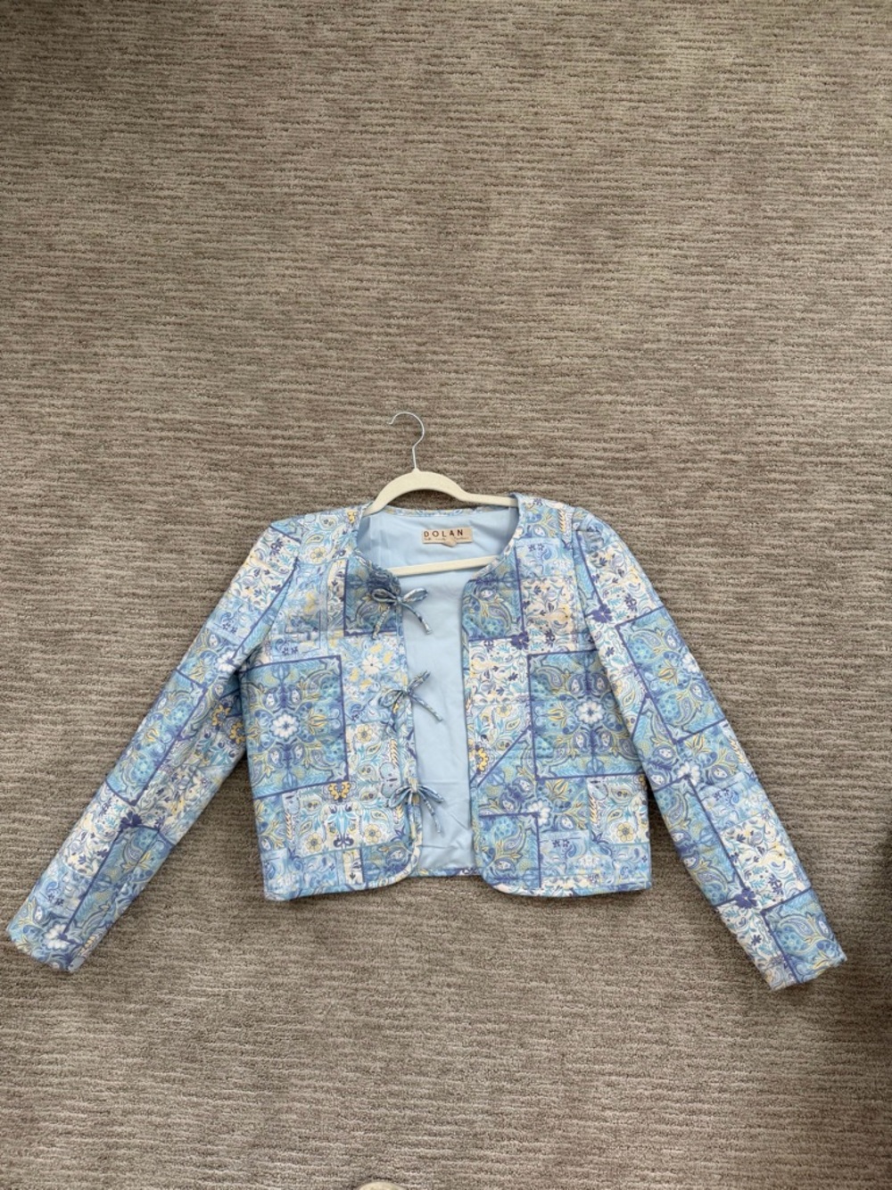 Dolan Anthropologie Blue Patchwork-Print Quilted Jacket